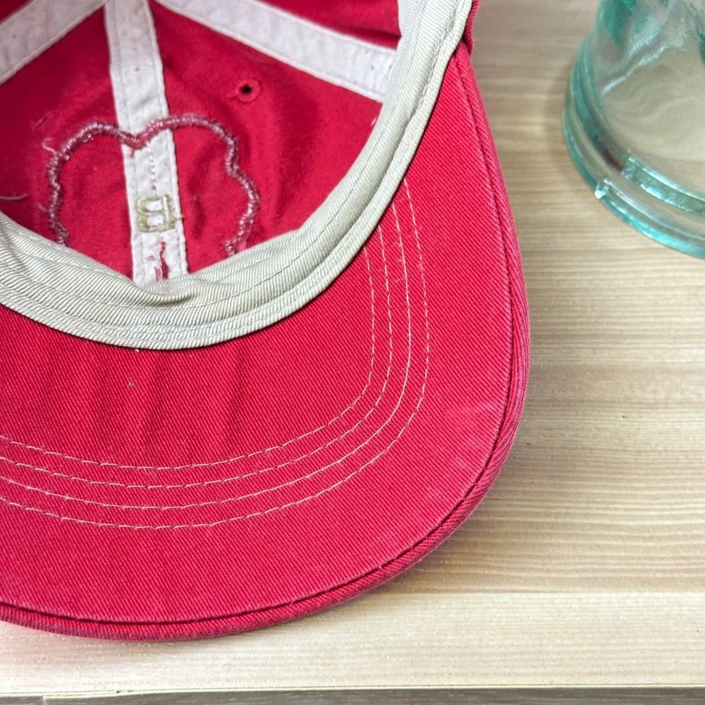 VTG Style Master Jim Beam Racing Hat Mens Baseball Cap Red Distressed Cotton